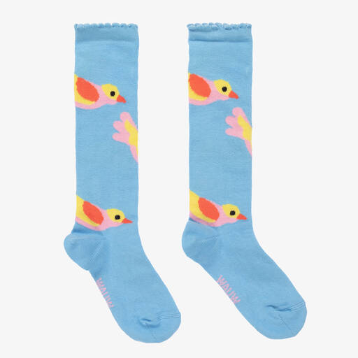 Wauw Capow-Girls Blue Birds Socks | Childrensalon Outlet
