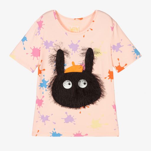 Wauw Capow-Girls Pink Bunny T-Shirt | Childrensalon Outlet