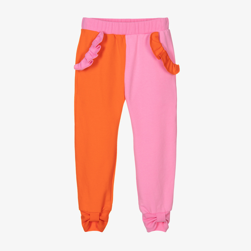 Wauw Capow-Girls Pink & Orange Joggers | Childrensalon Outlet