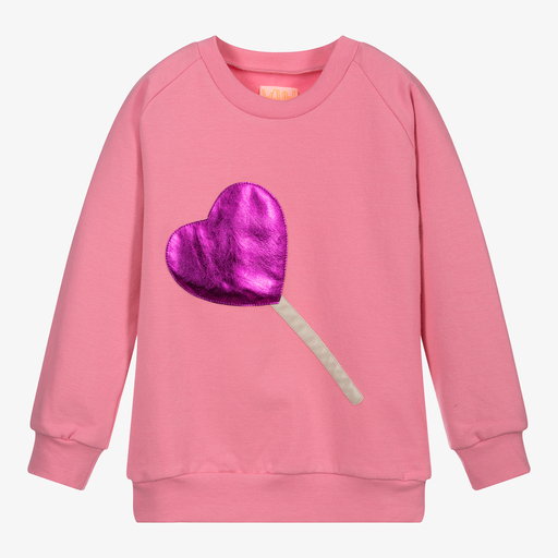 Wauw Capow-Sweat-shirt rose en coton biologique | Childrensalon Outlet
