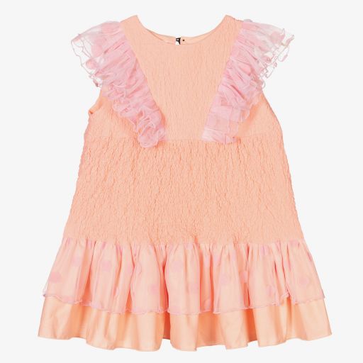 Wauw Capow-Pink Ruched Ruffle Dress | Childrensalon Outlet