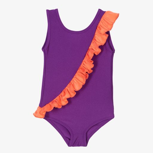 Wauw Capow-Badeanzug in Violett und Korallenrosa | Childrensalon Outlet