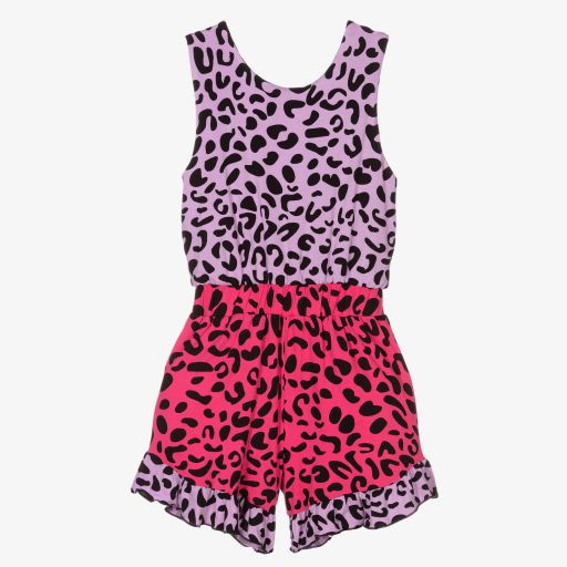 Wauw Capow-Leoparden-Playsuit in Violett und Pink | Childrensalon Outlet