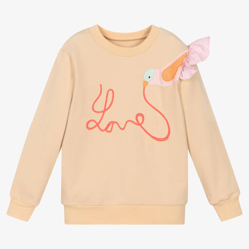 Wauw Capow-Beiges Sweatshirt mit Love-Motiv für Mädchen | Childrensalon Outlet