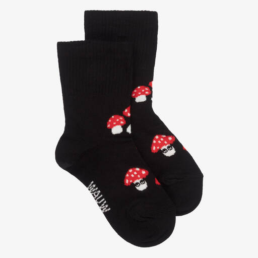 Wauw Capow-Черные носки с грибами для девочек | Childrensalon Outlet