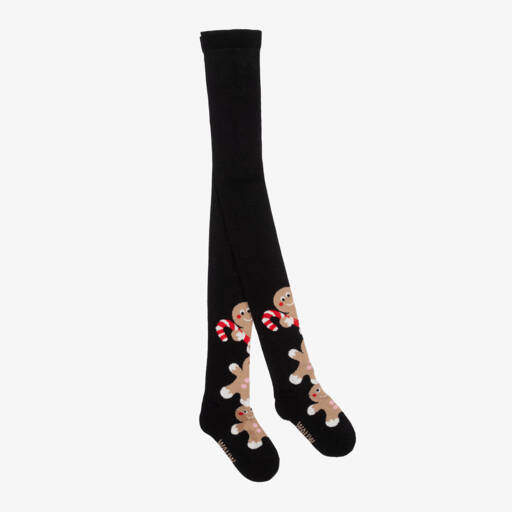 Wauw Capow-Girls Black Organic Cookie Tights | Childrensalon Outlet