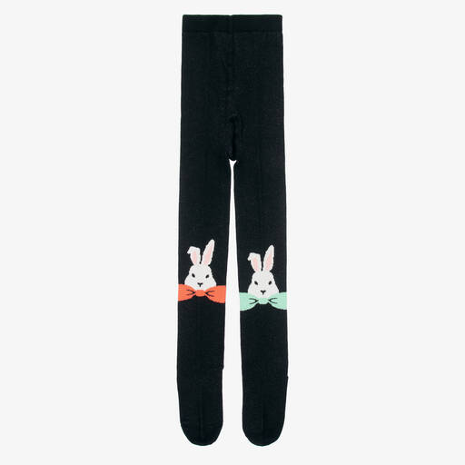 Wauw Capow-Girls Black Rabbit Tights | Childrensalon Outlet