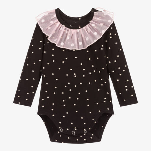 Wauw Capow-Girls' Ebony Polka Dot Bodysuit | Childrensalon Outlet