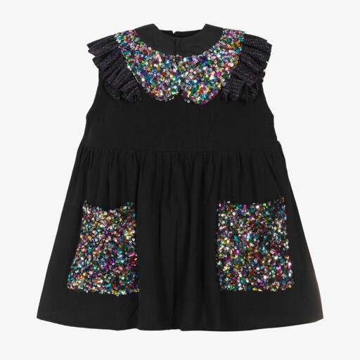 Wauw Capow-Girls Elegant Black Sparkle Dress | Childrensalon Outlet