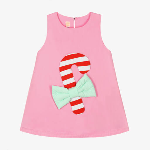 Wauw Capow-Girls Pink Candy Cane Dress | Childrensalon Outlet