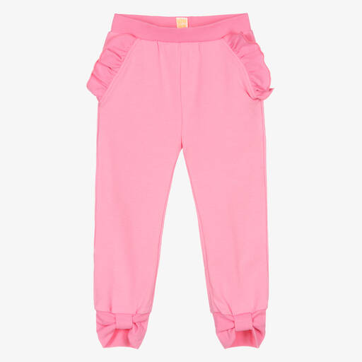 Wauw Capow-Girls Pink Cotton Joggers | Childrensalon Outlet