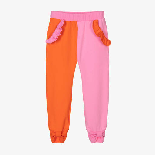 Wauw Capow-Girls Pink & Orange Joggers | Childrensalon Outlet