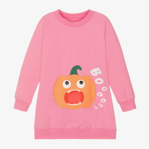 Wauw Capow-Girls Pink Pumpkin Cotton Dress | Childrensalon Outlet