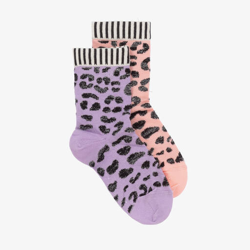 Wauw Capow-Girls Pink & Purple Cotton Socks | Childrensalon Outlet