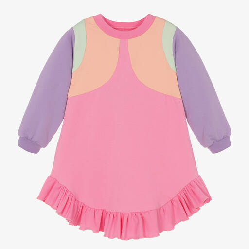 Wauw Capow-Girls Pink & Purple Sweatshirt Dress | Childrensalon Outlet
