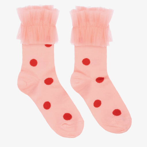 Wauw Capow-Веселые розовые носки в горошек для девочек | Childrensalon Outlet