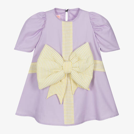 Wauw Capow-Girls Purple Cotton Dress | Childrensalon Outlet