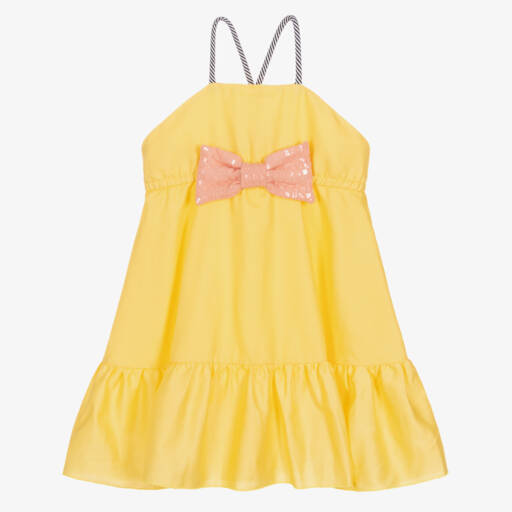 Wauw Capow-فستان قطن لون أصفر | Childrensalon Outlet