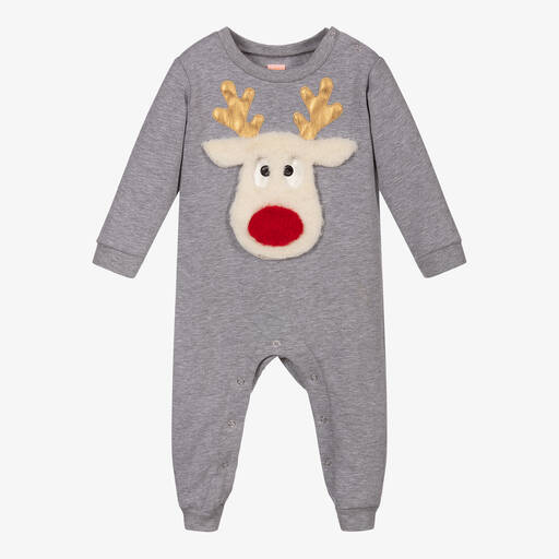 Wauw Capow-Grey Cotton Festive Romper | Childrensalon Outlet