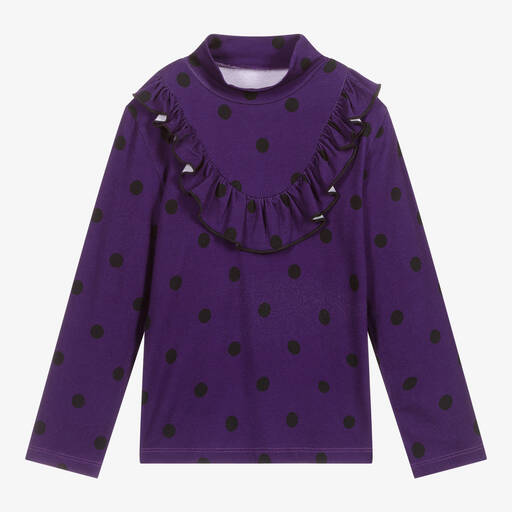 Wauw Capow-Purple Spotted Turtleneck Top | Childrensalon Outlet