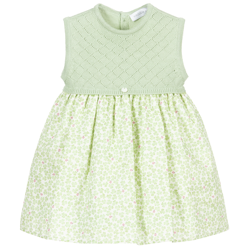 Wedoble-Baby Girls Green Cotton Dress  | Childrensalon Outlet