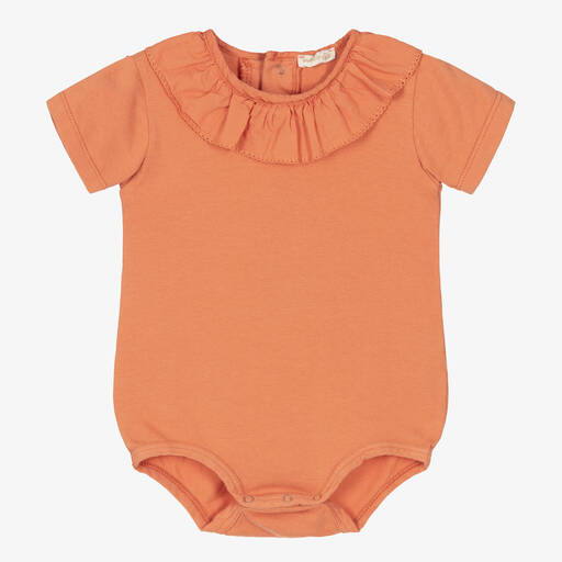 Wedoble-Baby Girls Orange Cotton Bodysuit | Childrensalon Outlet
