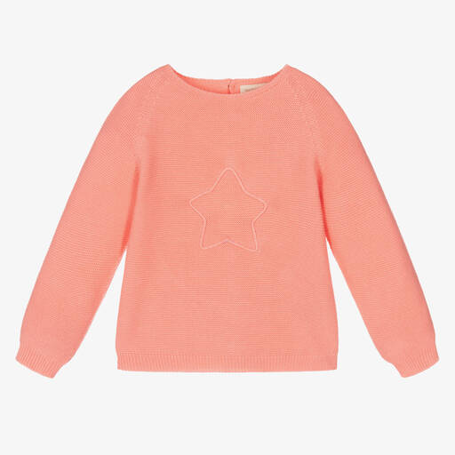 Wedoble-Baby Girls Pink Cotton Knit Jumper | Childrensalon Outlet