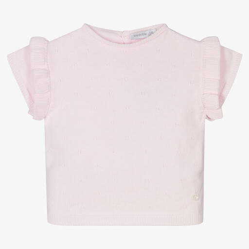 Wedoble-Baby Girls Pink Cotton Sweater | Childrensalon Outlet