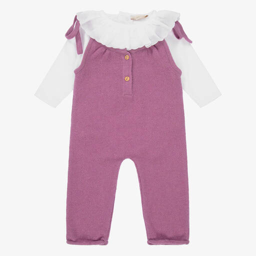 Wedoble-Baby Girls Purple Dungaree Set | Childrensalon Outlet