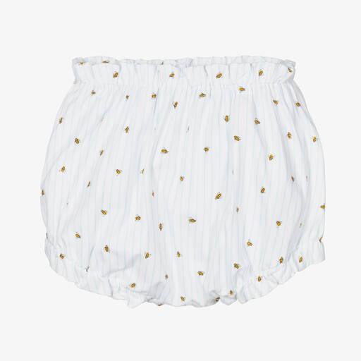 Wedoble-Baby Girls White Cotton Bloomer Shorts | Childrensalon Outlet