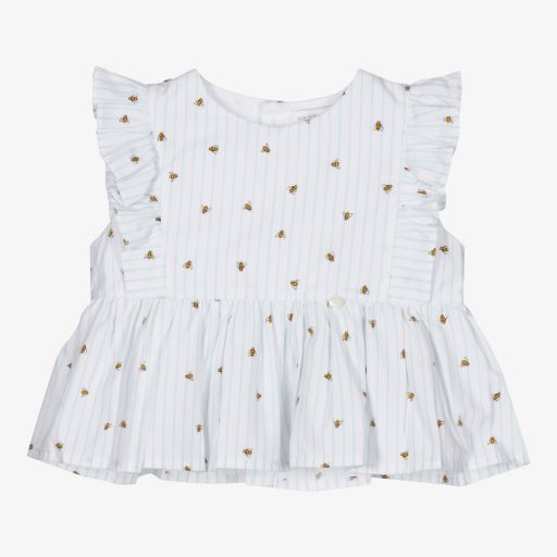Wedoble-Baby Girls White Cotton Blouse | Childrensalon Outlet