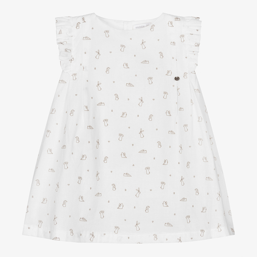 Wedoble-Baby Girls White Cotton Dress | Childrensalon Outlet