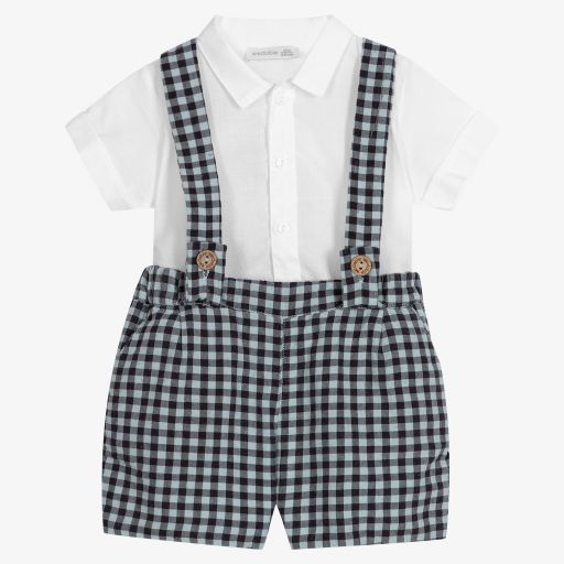Wedoble-Blaues Shorts-Set mit Vichykaros | Childrensalon Outlet