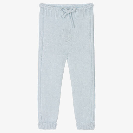 Wedoble-Blue Wool Knit Trousers | Childrensalon Outlet