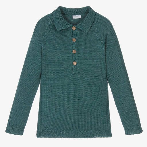 Wedoble-Boys Green Wool Knit Jumper | Childrensalon Outlet