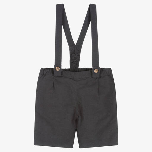 Wedoble-Boys Grey Cotton & Linen Shorts | Childrensalon Outlet