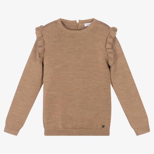 Wedoble-Girls Brown Wool Knit Sweater | Childrensalon Outlet