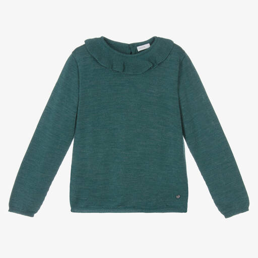 Wedoble-Girls Green Wool Knit Jumper | Childrensalon Outlet