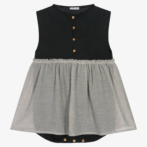 Wedoble-Girls Grey Organic Cotton Dress  | Childrensalon Outlet