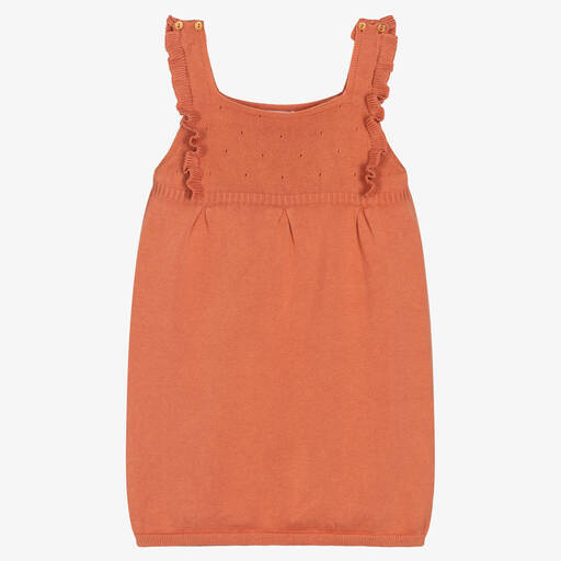 Wedoble-Girls Orange Cotton Knit Dress | Childrensalon Outlet