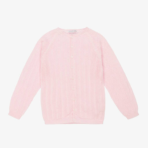 Wedoble-Girls Pink Cotton Knit Cardigan | Childrensalon Outlet