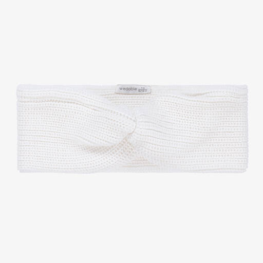 Wedoble-Girls White Cotton Knit Headband | Childrensalon Outlet