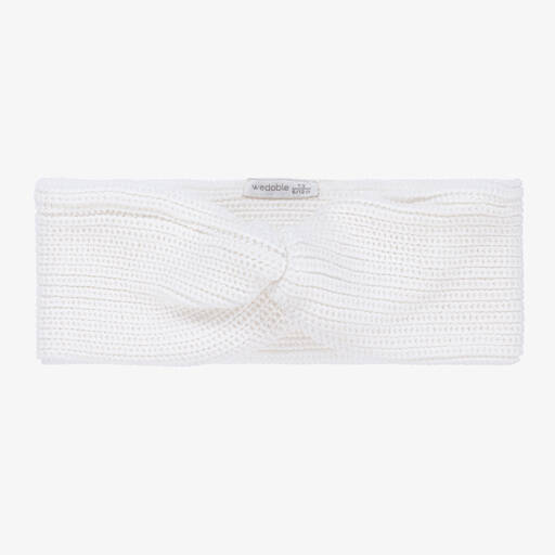 Wedoble-Girls White Cotton Knit Headband | Childrensalon Outlet