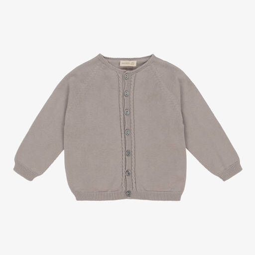 Wedoble-Grey Cotton Knit Cardigan | Childrensalon Outlet