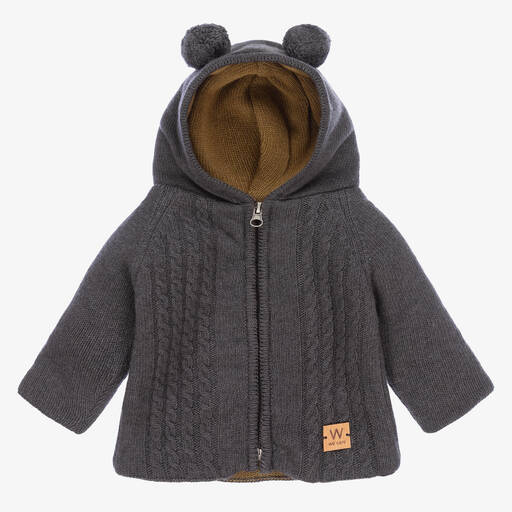 Wedoble-Grey Wool & Cashmere Zip-Up Top | Childrensalon Outlet