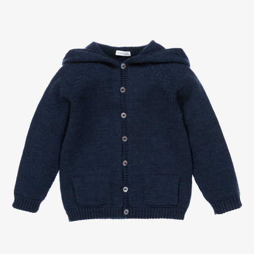 Wedoble-Navy Blue Wool Cardigan  | Childrensalon Outlet