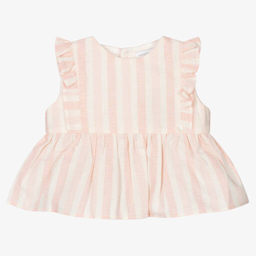 Wedoble-Pink & Ivory Stripe Baby Blouse | Childrensalon Outlet
