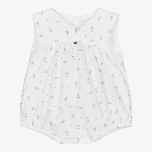 Wedoble-White Cotton Baby Shortie | Childrensalon Outlet