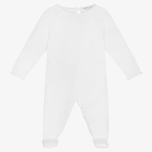Wedoble-White Knitted Cotton Babygrow | Childrensalon Outlet