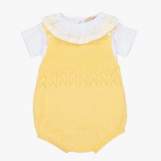 Wedoble-Yellow Cotton Baby Shortie Set | Childrensalon Outlet